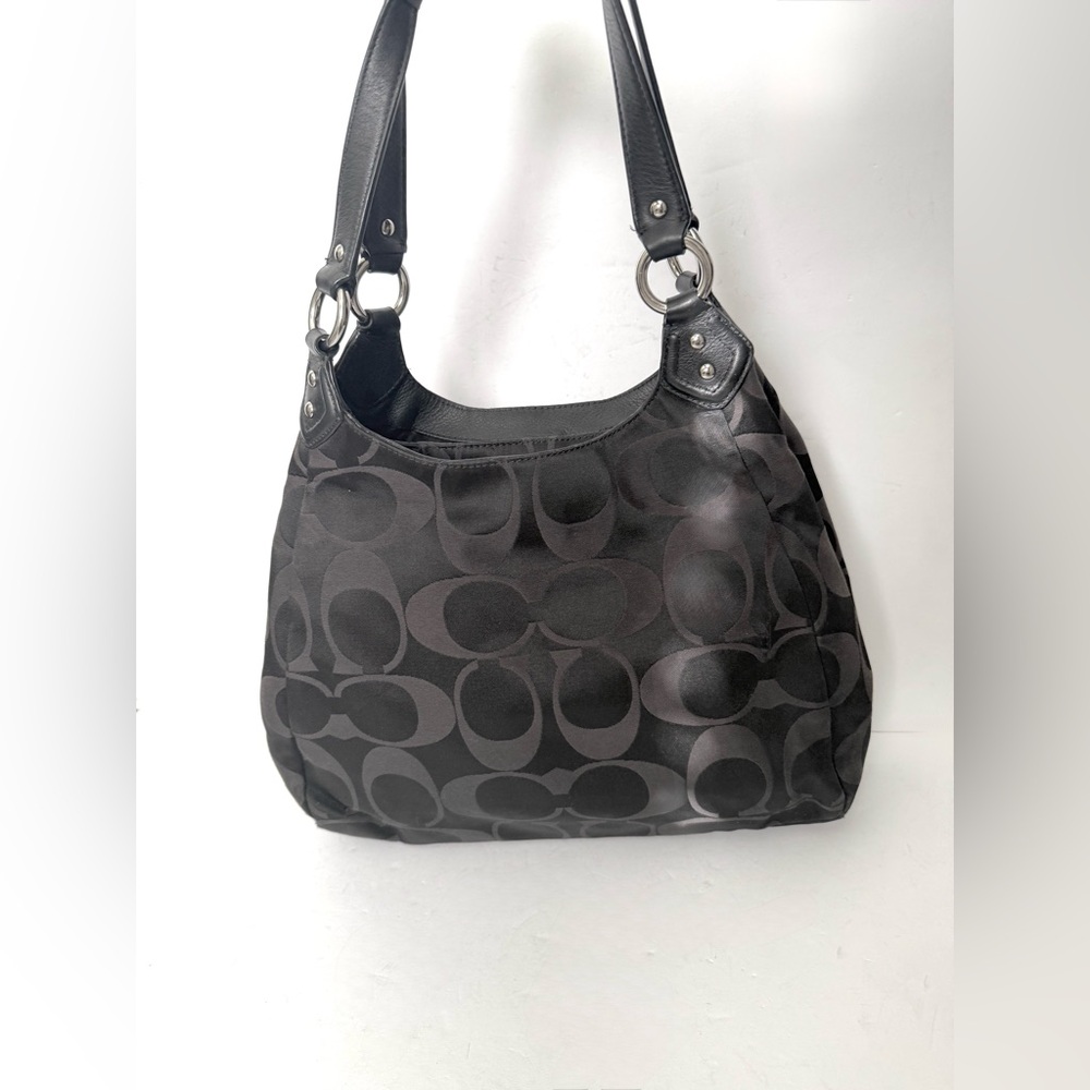 Coach Signature Canvas Campbell Leather Shoulder Bag Hobo Buckle Pocket Y2K - Picture 6 of 9